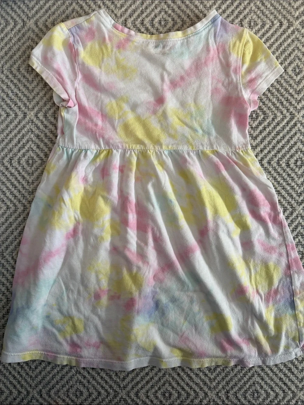 Old Navy Pastel Tie-Dye Pink Yellow Blue Short Sleeve Dress